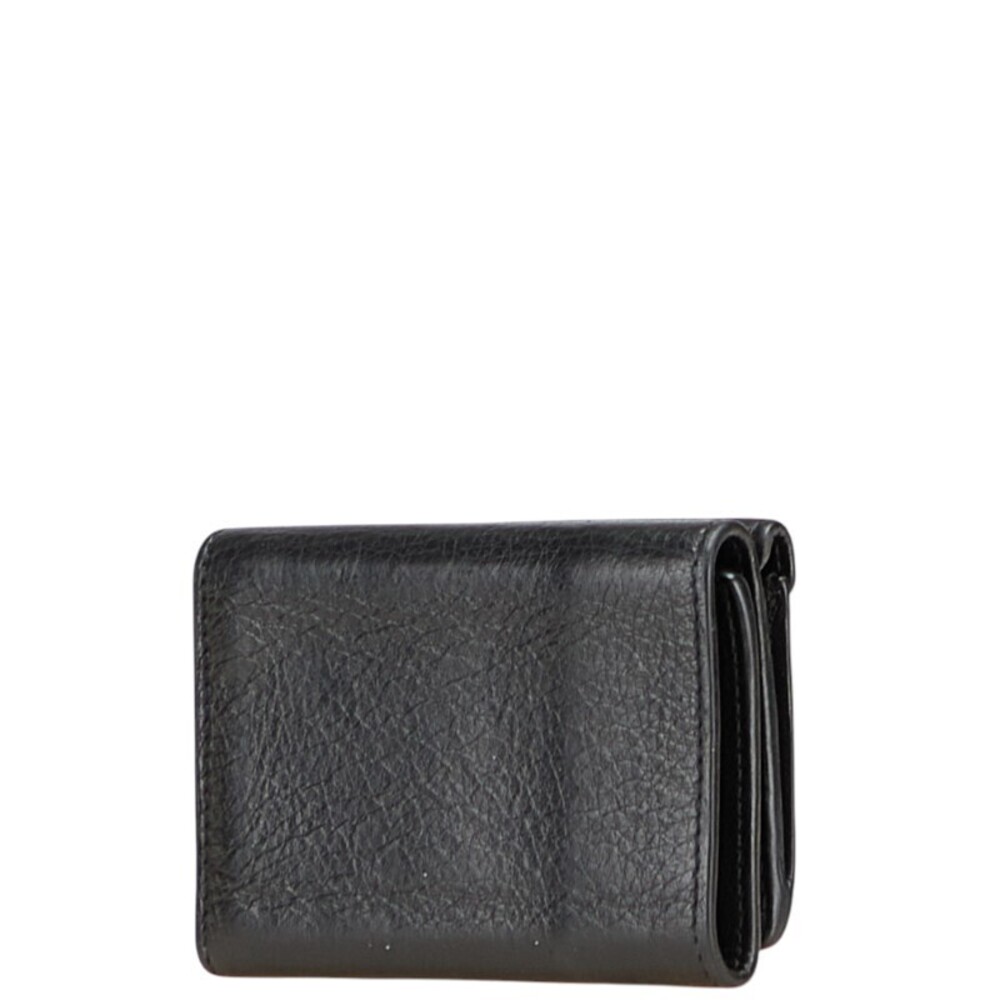 Balenciaga Trifold Paper Wallet Black Leather